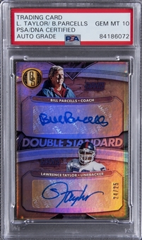 2019 Panini Gold Standard #DS-NYG Lawrence Taylor & Bill Parcells Dual Signed Card (#24/25) - PSA GEM MT 10, PSA/DNA Authentic